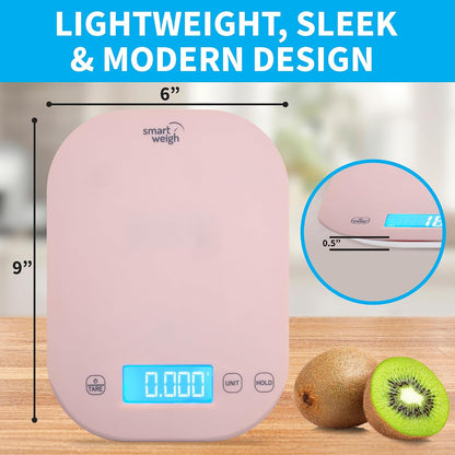 Mint Green Kitchen Scale, 11 lb x 1g, Tare & Backlit Display