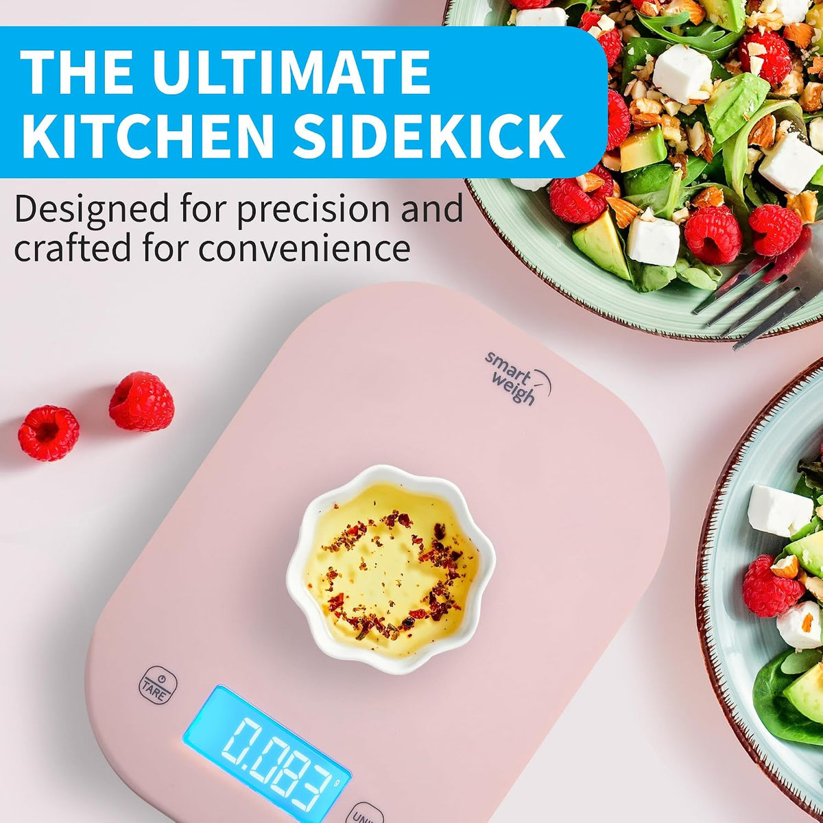 Mint Green Kitchen Scale, 11 lb x 1g, Tare & Backlit Display