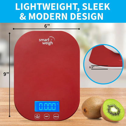 Mint Green Kitchen Scale, 11 lb x 1g, Tare & Backlit Display