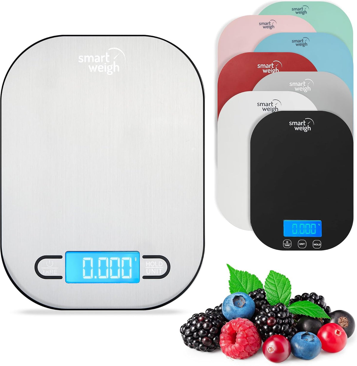 Mint Green Kitchen Scale, 11 lb x 1g, Tare & Backlit Display