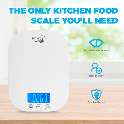 Mint Green Kitchen Scale, 11 lb x 1g, Tare & Backlit Display