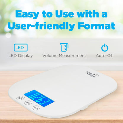 Mint Green Kitchen Scale, 11 lb x 1g, Tare & Backlit Display