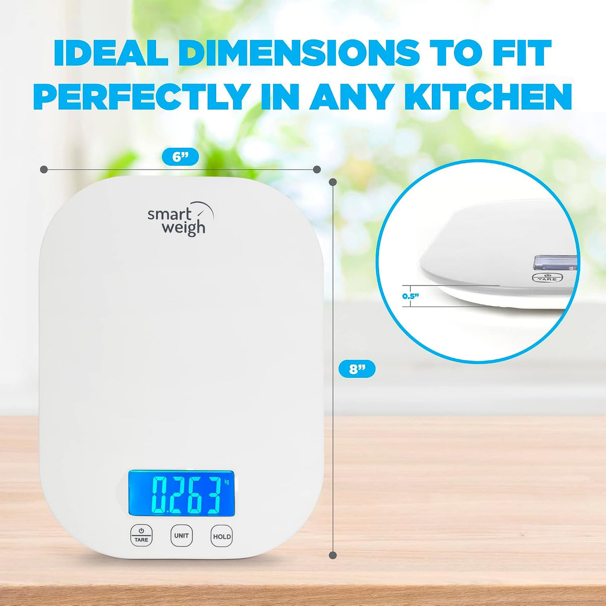 Mint Green Kitchen Scale, 11 lb x 1g, Tare & Backlit Display