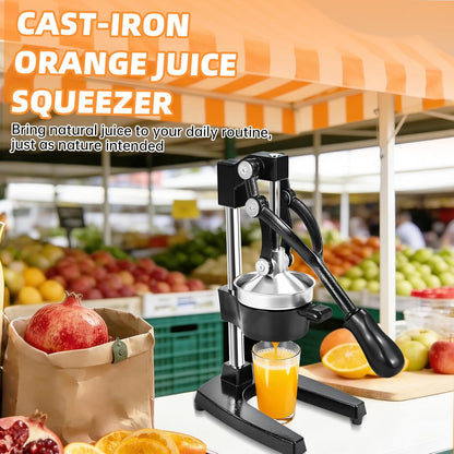 Cast Iron Manual Citrus Juicer, Heavy Duty Orange Juicer Hand Press | With Stainless Steel Cup, Citrus Press for Lemon Lime Grapefruit & Pomegranate, Commercial Countertop Fruit Juicer