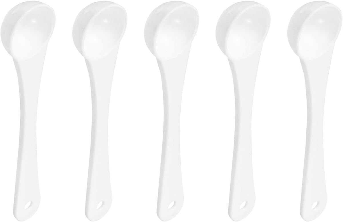 10Pcs Teaspoon Micro Scoops 0.5g Mini Powder Scoops Mini Measuring Spoons for Measuring Cosmetics Powders Coffee, White