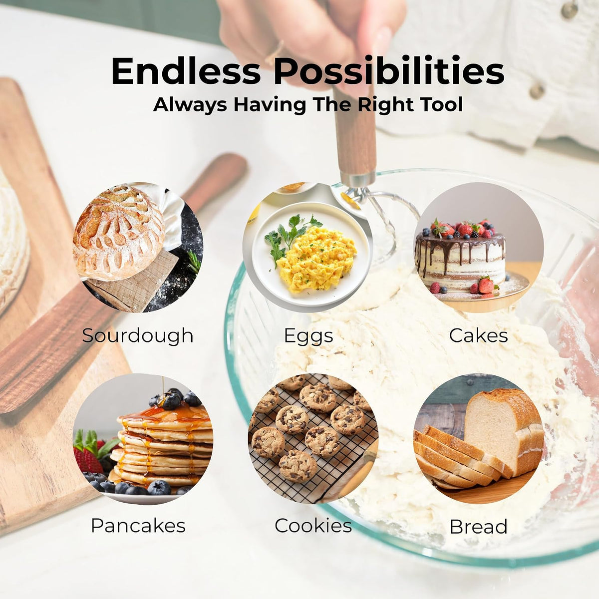 Dutch Dough Whisk & Teak Spurtle Set; Premium Stainless Steel Sourdough Whisk, Wooden Starter Jar Spatula; Sourdough Bread Baking Supplies for Home Bakers; BPA-Free, Bread Making Tools