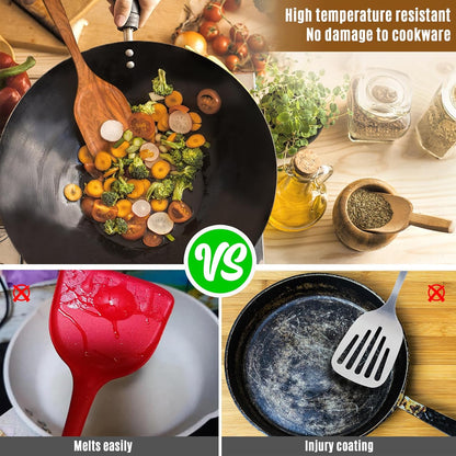 Wooden Ladle for Soup, 3 Size Teak Wood Ladle Spoon with Back Hooks, Heat Resistant Wooden Spoons for Cooking, Non-Stick, Comfortable Grip, Wood Kitchen Utensils Set for Serving, Stirring
