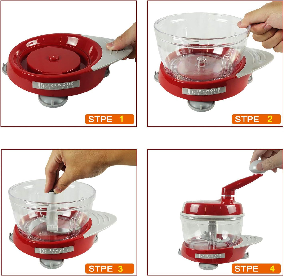 KIRKWOOD KITCHEN Multi-function Manual Food Processor Kitchen Meat Grinder Vegetable Chopper, Slicer Spinner Dicer for Fruits, Herbs, Lettuce, Salad Foods