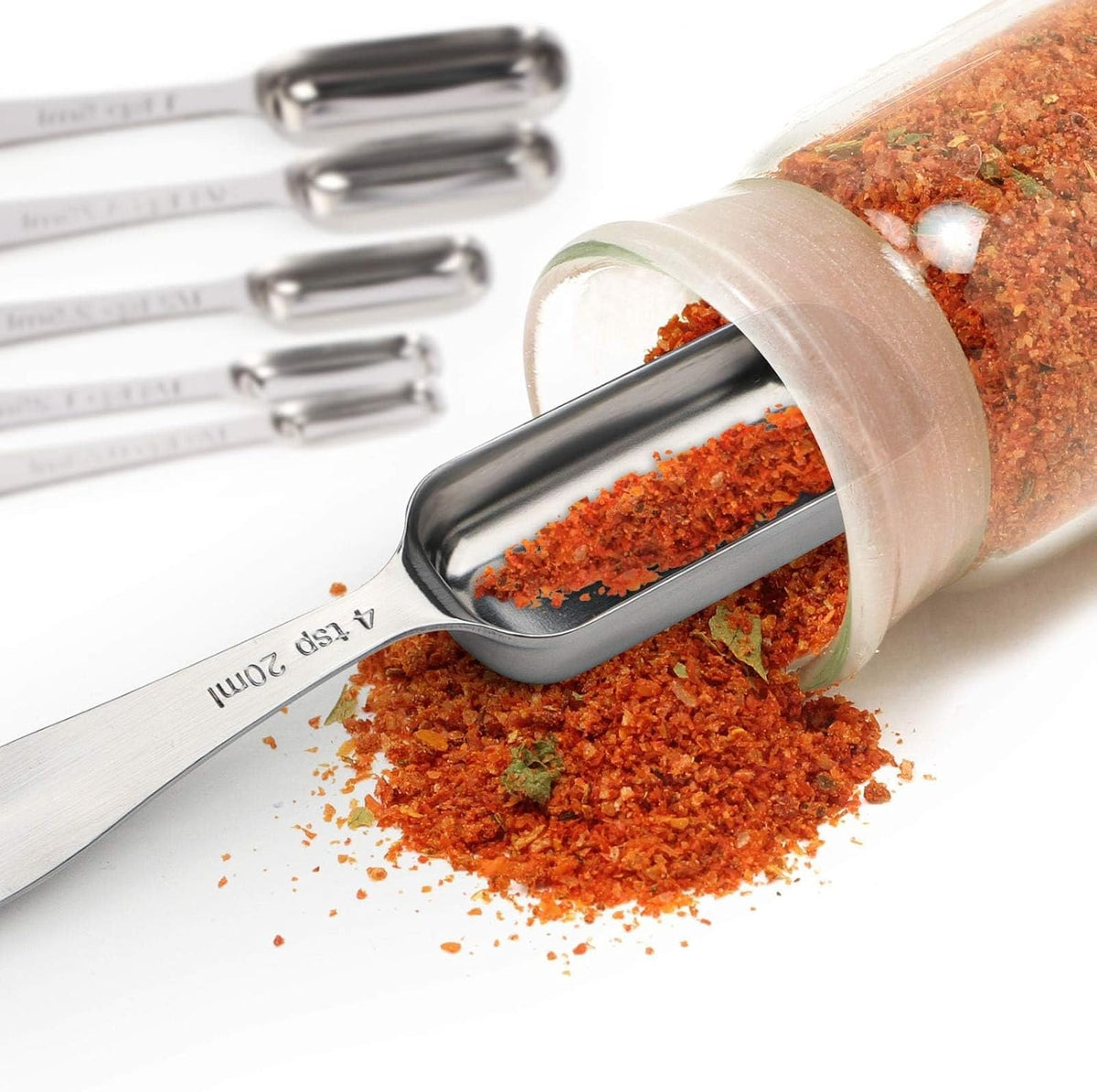 Stainless Steel Measuring Spoons Set of 6, Narrow Design
