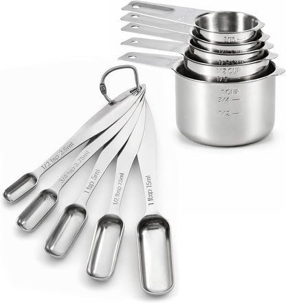 Stainless Steel Measuring Spoons Set of 6, Narrow Design