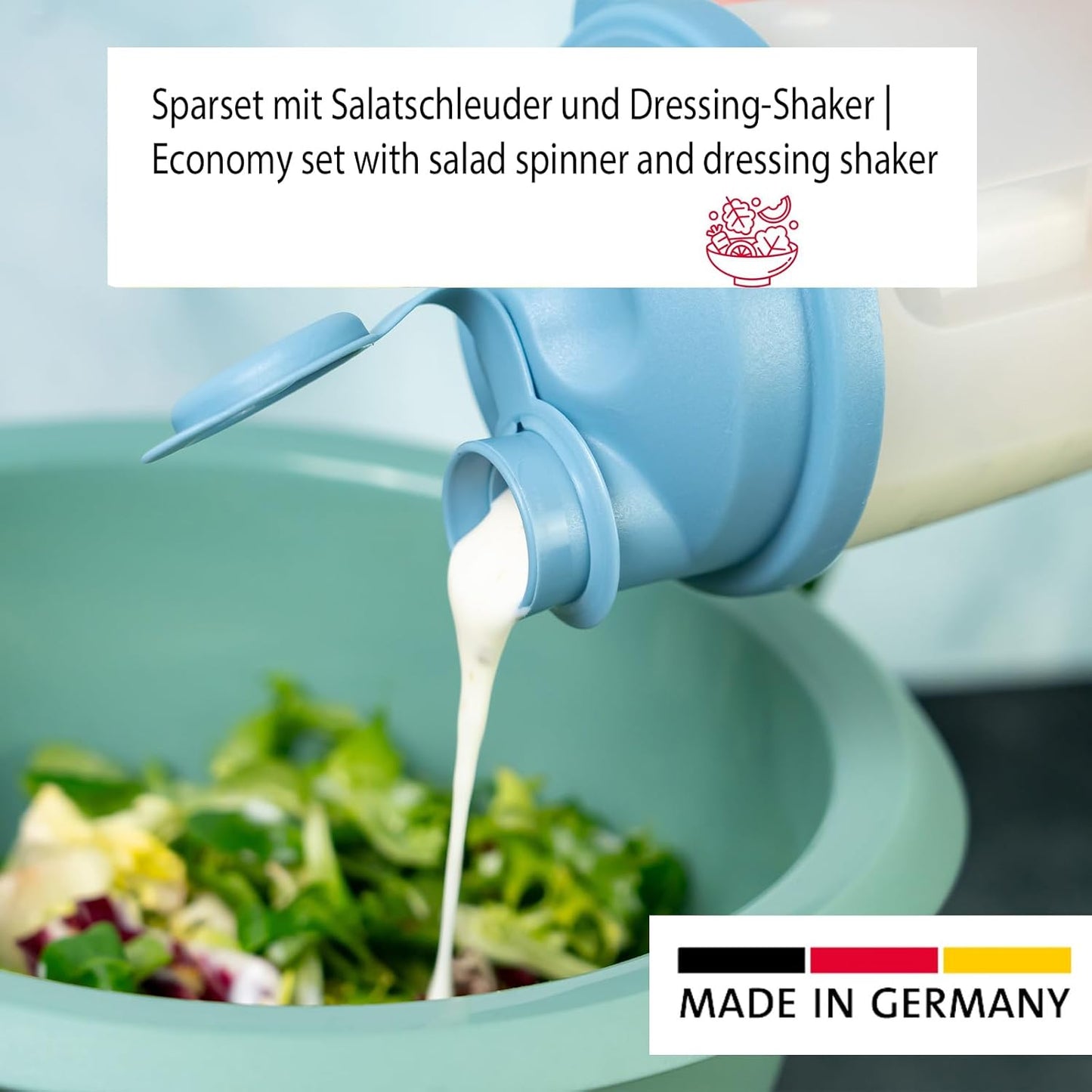 Germany Vegetable and Salad Spinner with Pouring Spout (Red/Clear)