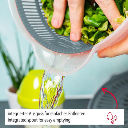 Germany Vegetable and Salad Spinner with Pouring Spout (Red/Clear)