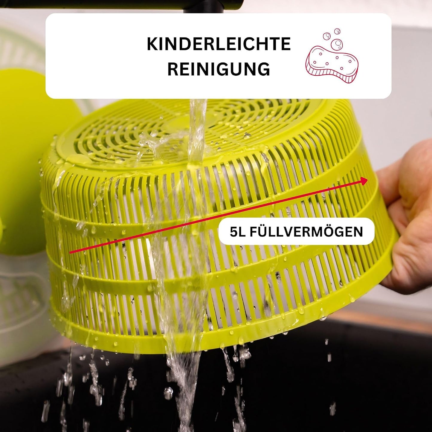 Germany Vegetable and Salad Spinner with Pouring Spout (Red/Clear)