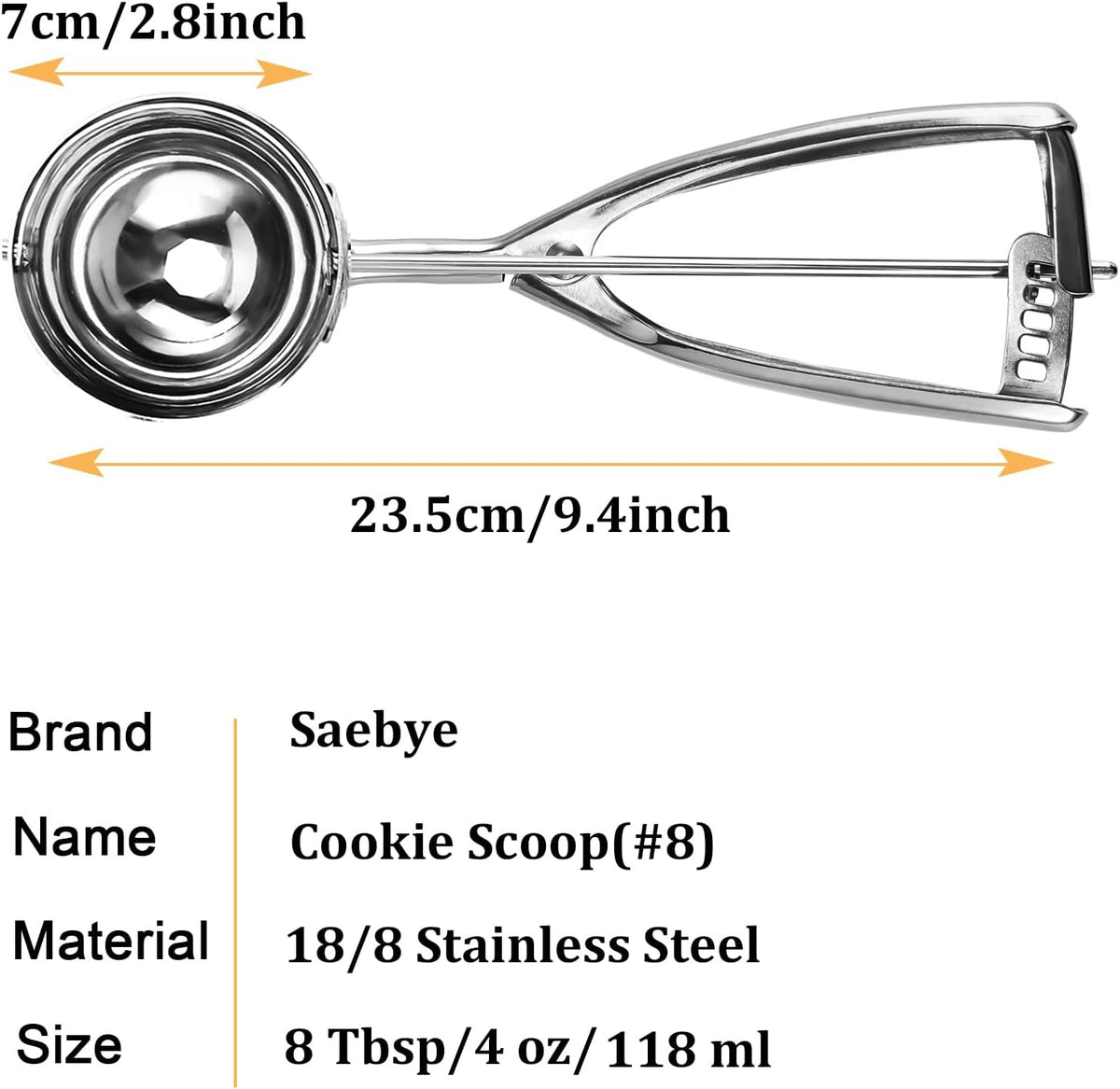 2 teaspoon Cookie Scoop, Size #100/2 tsp, Melon Baller Scoop, 1.18 inch/ 30 MM Ball, 18/8 Stainless Steel Mini Ice Cream Scoop, Secondary Polishing