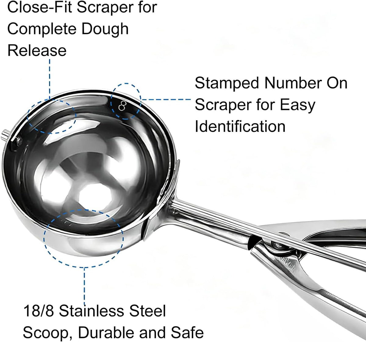 2 teaspoon Cookie Scoop, Size #100/2 tsp, Melon Baller Scoop, 1.18 inch/ 30 MM Ball, 18/8 Stainless Steel Mini Ice Cream Scoop, Secondary Polishing