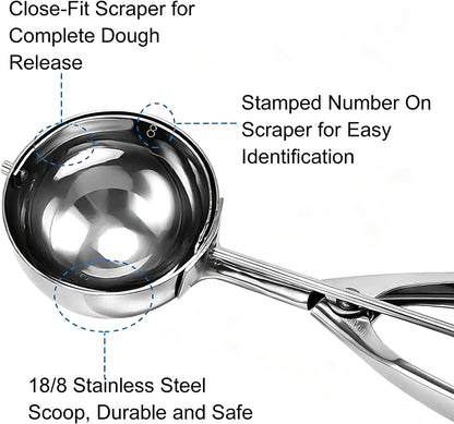 2 teaspoon Cookie Scoop, Size #100/2 tsp, Melon Baller Scoop, 1.18 inch/ 30 MM Ball, 18/8 Stainless Steel Mini Ice Cream Scoop, Secondary Polishing