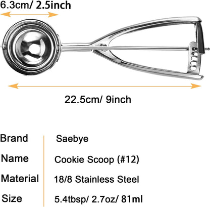 2 teaspoon Cookie Scoop, Size #100/2 tsp, Melon Baller Scoop, 1.18 inch/ 30 MM Ball, 18/8 Stainless Steel Mini Ice Cream Scoop, Secondary Polishing