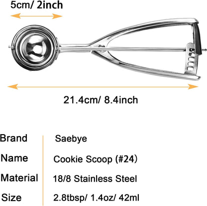 2 teaspoon Cookie Scoop, Size #100/2 tsp, Melon Baller Scoop, 1.18 inch/ 30 MM Ball, 18/8 Stainless Steel Mini Ice Cream Scoop, Secondary Polishing