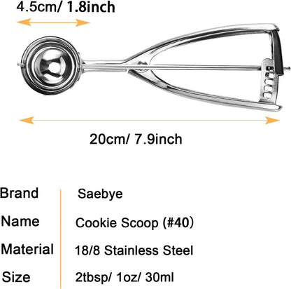 2 teaspoon Cookie Scoop, Size #100/2 tsp, Melon Baller Scoop, 1.18 inch/ 30 MM Ball, 18/8 Stainless Steel Mini Ice Cream Scoop, Secondary Polishing