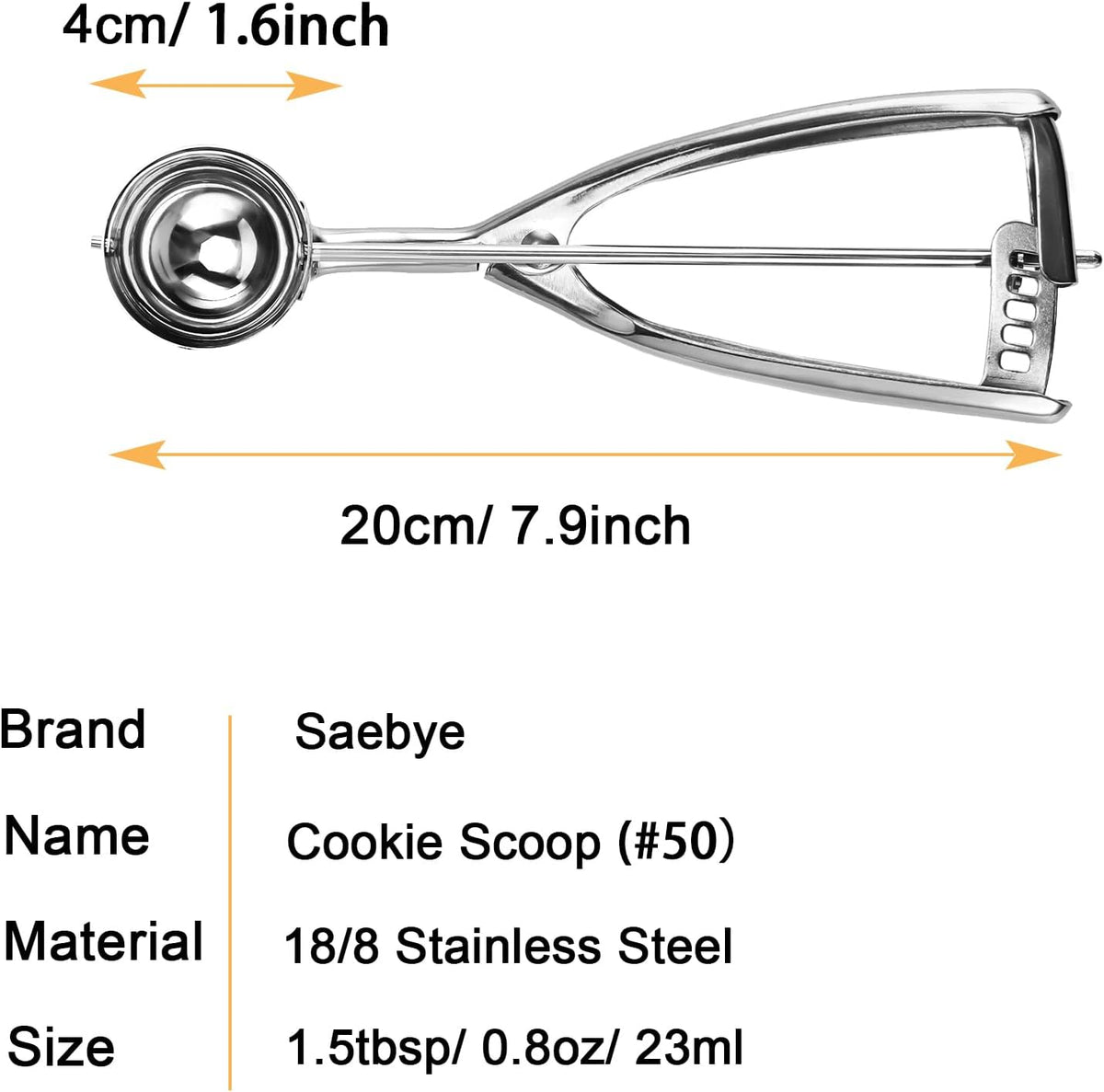 2 teaspoon Cookie Scoop, Size #100/2 tsp, Melon Baller Scoop, 1.18 inch/ 30 MM Ball, 18/8 Stainless Steel Mini Ice Cream Scoop, Secondary Polishing