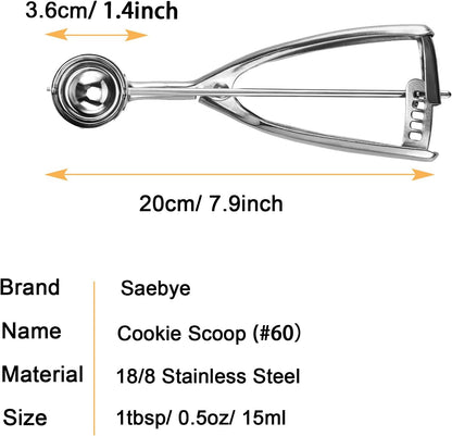 2 teaspoon Cookie Scoop, Size #100/2 tsp, Melon Baller Scoop, 1.18 inch/ 30 MM Ball, 18/8 Stainless Steel Mini Ice Cream Scoop, Secondary Polishing