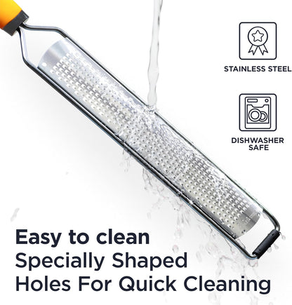 Deiss PRO Lemon Zester & Heavy Duty Grater - Parmesan, Garlic, Nutmeg, Chocolate, Fruits, Vegetables, Ginger & Cheese Shredder