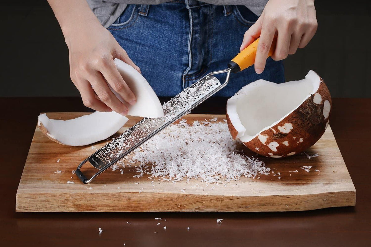 Deiss PRO Lemon Zester & Heavy Duty Grater - Parmesan, Garlic, Nutmeg, Chocolate, Fruits, Vegetables, Ginger & Cheese Shredder