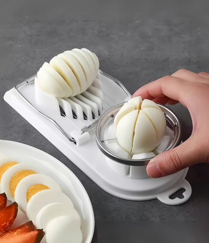 2 Pcs Egg Cutter Fruit Slicer Boiled-Eggs, Egg Peeler, Boiled Egg Peeler, Egg Chopper, Stainless Steel Cutting Wires Kitchen Egg Slicers 2 in 1 (red, white)