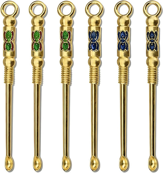 6 PCS Mini Shovel Spoons, Vintage Gold Tiny Scoops for Spices and Crafts | Six Vintage Gold Mini Spoons with Decorative Details, Ideal for Spices, Salt, DIY Crafts, Jewelry, Keychains and Pendants