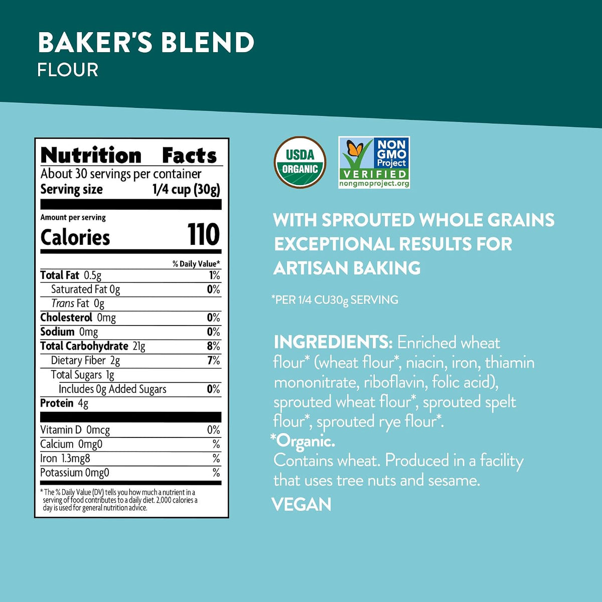 Organic Baker's Blend Flour, 32 oz (Pack of 1)
