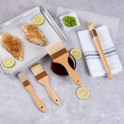 Pastry Tek 1 Boar Bristles Pastry Brush, 3 Inches Buttering Tool – Hardwood Handle, Built-In Hanging Hole, Wood Basting Applicator, Sturdy Ferrule, For Glazing And Basting