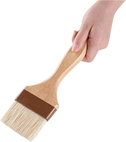 Pastry Tek 1 Boar Bristles Pastry Brush, 3 Inches Buttering Tool – Hardwood Handle, Built-In Hanging Hole, Wood Basting Applicator, Sturdy Ferrule, For Glazing And Basting