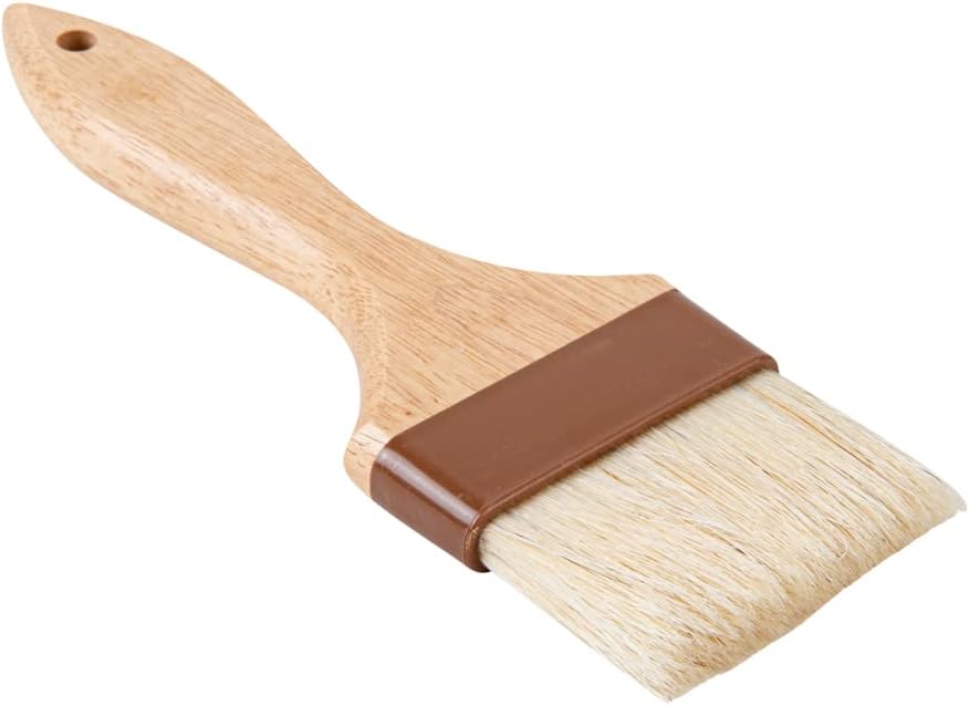 Pastry Tek 1 Boar Bristles Pastry Brush, 3 Inches Buttering Tool – Hardwood Handle, Built-In Hanging Hole, Wood Basting Applicator, Sturdy Ferrule, For Glazing And Basting