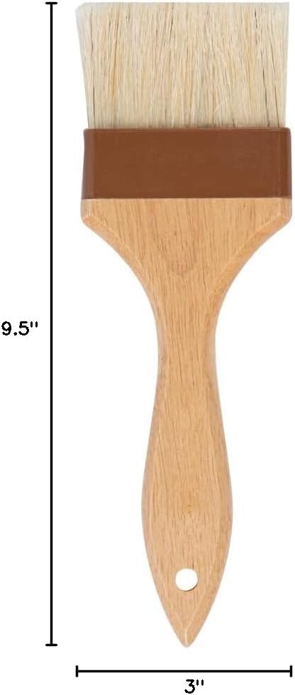 Pastry Tek 1 Boar Bristles Pastry Brush, 3 Inches Buttering Tool – Hardwood Handle, Built-In Hanging Hole, Wood Basting Applicator, Sturdy Ferrule, For Glazing And Basting