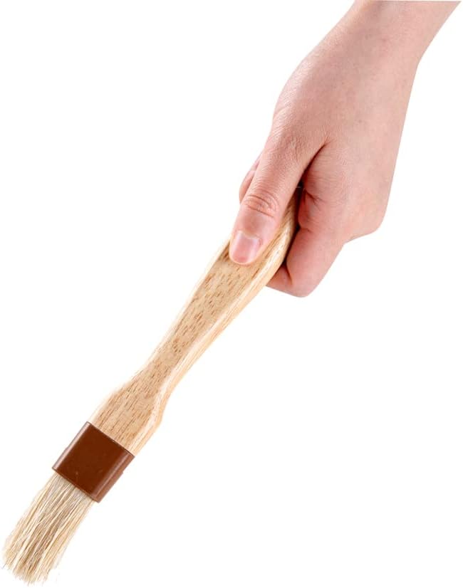Pastry Tek 1 Boar Bristles Pastry Brush, 3 Inches Buttering Tool – Hardwood Handle, Built-In Hanging Hole, Wood Basting Applicator, Sturdy Ferrule, For Glazing And Basting