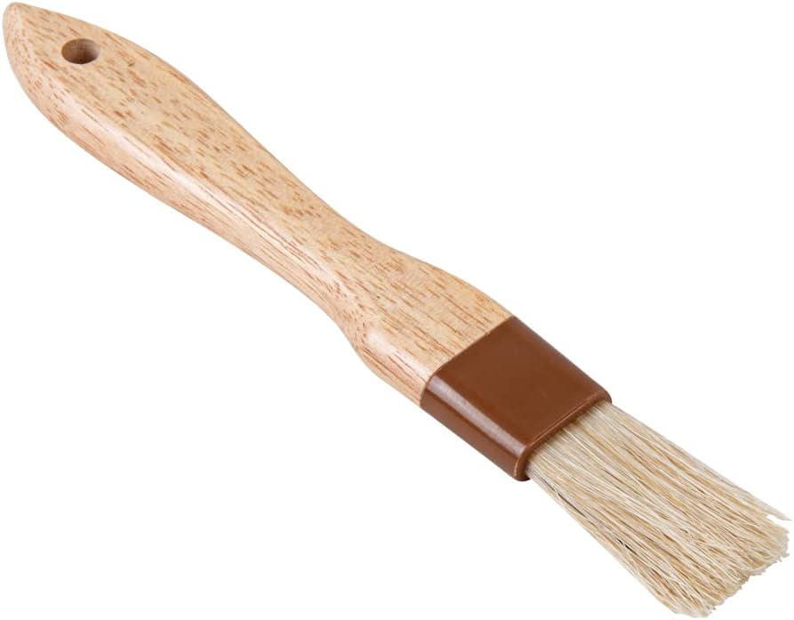 Pastry Tek 1 Boar Bristles Pastry Brush, 3 Inches Buttering Tool – Hardwood Handle, Built-In Hanging Hole, Wood Basting Applicator, Sturdy Ferrule, For Glazing And Basting