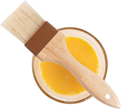 Pastry Tek 1 Boar Bristles Pastry Brush, 3 Inches Buttering Tool – Hardwood Handle, Built-In Hanging Hole, Wood Basting Applicator, Sturdy Ferrule, For Glazing And Basting