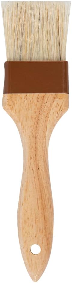 Pastry Tek 1 Boar Bristles Pastry Brush, 3 Inches Buttering Tool – Hardwood Handle, Built-In Hanging Hole, Wood Basting Applicator, Sturdy Ferrule, For Glazing And Basting