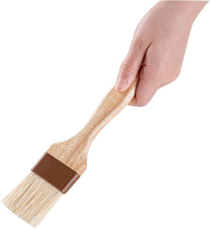 Pastry Tek 1 Boar Bristles Pastry Brush, 3 Inches Buttering Tool – Hardwood Handle, Built-In Hanging Hole, Wood Basting Applicator, Sturdy Ferrule, For Glazing And Basting