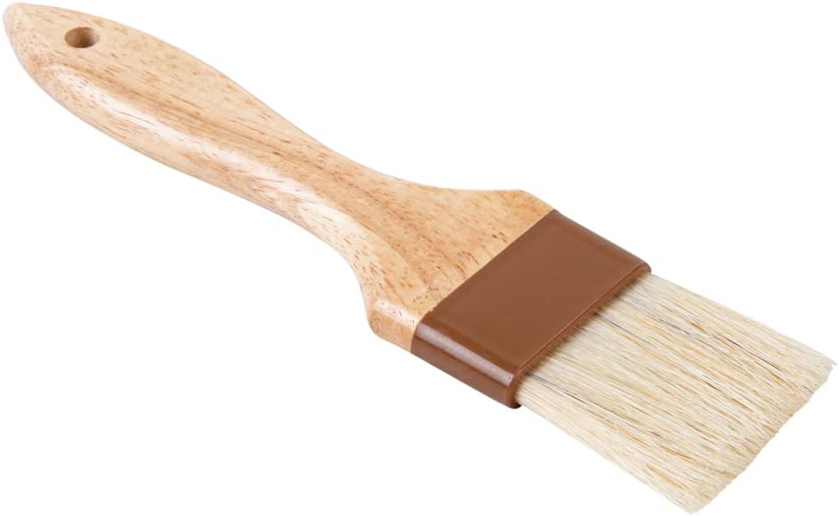 Pastry Tek 1 Boar Bristles Pastry Brush, 3 Inches Buttering Tool – Hardwood Handle, Built-In Hanging Hole, Wood Basting Applicator, Sturdy Ferrule, For Glazing And Basting