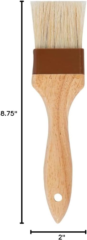 Pastry Tek 1 Boar Bristles Pastry Brush, 3 Inches Buttering Tool – Hardwood Handle, Built-In Hanging Hole, Wood Basting Applicator, Sturdy Ferrule, For Glazing And Basting