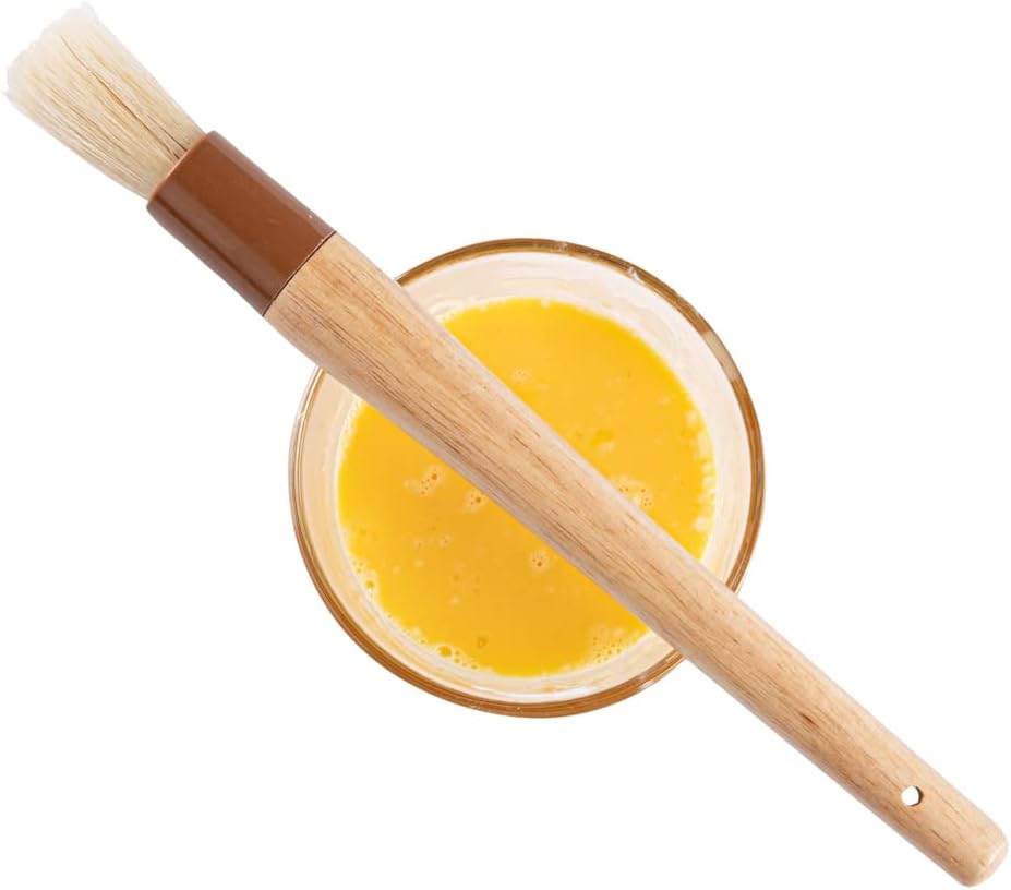 Pastry Tek 1 Boar Bristles Pastry Brush, 3 Inches Buttering Tool – Hardwood Handle, Built-In Hanging Hole, Wood Basting Applicator, Sturdy Ferrule, For Glazing And Basting