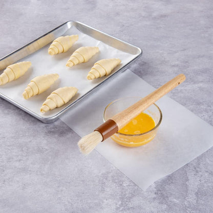 Pastry Tek 1 Boar Bristles Pastry Brush, 3 Inches Buttering Tool – Hardwood Handle, Built-In Hanging Hole, Wood Basting Applicator, Sturdy Ferrule, For Glazing And Basting