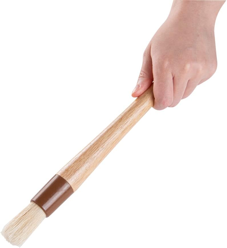 Pastry Tek 1 Boar Bristles Pastry Brush, 3 Inches Buttering Tool – Hardwood Handle, Built-In Hanging Hole, Wood Basting Applicator, Sturdy Ferrule, For Glazing And Basting