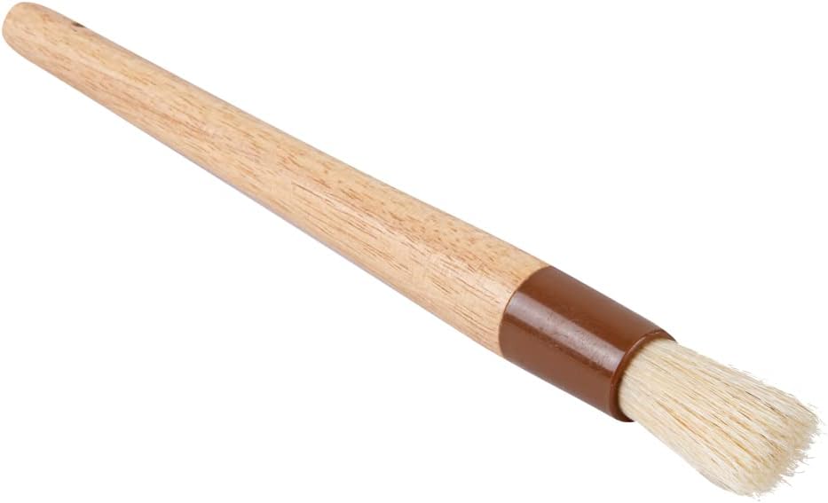 Pastry Tek 1 Boar Bristles Pastry Brush, 3 Inches Buttering Tool – Hardwood Handle, Built-In Hanging Hole, Wood Basting Applicator, Sturdy Ferrule, For Glazing And Basting