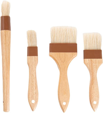 Pastry Tek 1 Boar Bristles Pastry Brush, 3 Inches Buttering Tool – Hardwood Handle, Built-In Hanging Hole, Wood Basting Applicator, Sturdy Ferrule, For Glazing And Basting
