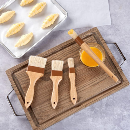 Pastry Tek 1 Boar Bristles Pastry Brush, 3 Inches Buttering Tool – Hardwood Handle, Built-In Hanging Hole, Wood Basting Applicator, Sturdy Ferrule, For Glazing And Basting