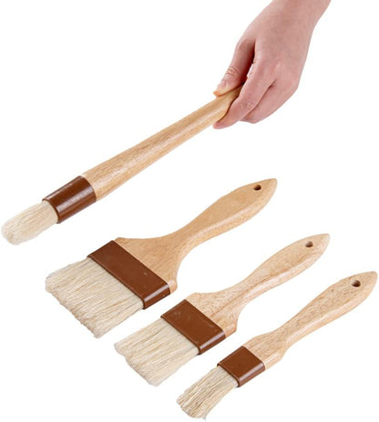 Pastry Tek 1 Boar Bristles Pastry Brush, 3 Inches Buttering Tool – Hardwood Handle, Built-In Hanging Hole, Wood Basting Applicator, Sturdy Ferrule, For Glazing And Basting