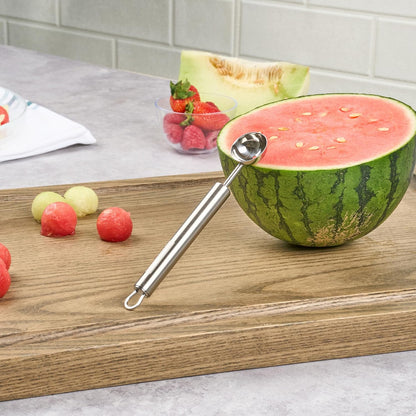 Stainless Steel Melon Baller - 6 Pack - German Standard Fruit Scooper, Ergonomic Grip, Dishwasher Safe - Fruit Baller For Watermelon, Cantaloupe, Butter, DIY Fruit Platter