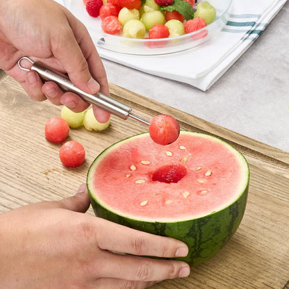 Stainless Steel Melon Baller - 6 Pack - German Standard Fruit Scooper, Ergonomic Grip, Dishwasher Safe - Fruit Baller For Watermelon, Cantaloupe, Butter, DIY Fruit Platter